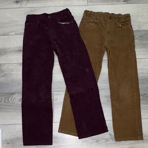 Janie and Jack Corduroy Pants - Plum and Brown
